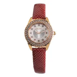 Folli Follie ffwf1b006stsrac Analog Quartz Watch in Pink Stainless Steel Case with Red Leather Strap