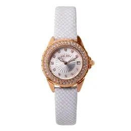 Folli Follie White Leather Watch ffwf1b006stac Analog Quartz Movement, Stainless Steel Pink Case, Mineral Grey Dial, White Leather Strap