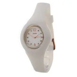 White Synthetic Watch Folli Follie ffwf15p042zssac Quartz Analog Movement Mineral Glass Resin Case Transparent Dial 35mm Diameter Silicone Bracelet