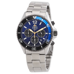 Orient RA-TX0208L Mens Solar Chronograph Blue Dial Batman Bezel Watch
