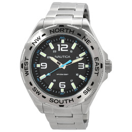 Casio Nautica Clearwater Beach Mens Quartz Watch - Black Dial with Stainless Steel Case napcws301