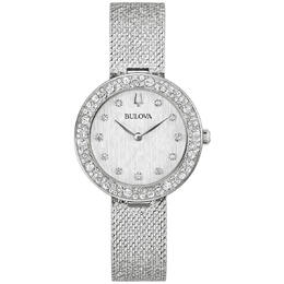 Bulova Crystal Quartz Silver Dial Ladies Watch 96L329