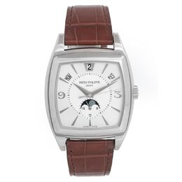 Pre-owned Patek Philippe Annual Calendar Grey/Silver Dial Mens Watch 5135G