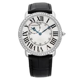 Ronde Louis Cartier GMT Diamond Silver Dial Mens Watch WR007002
