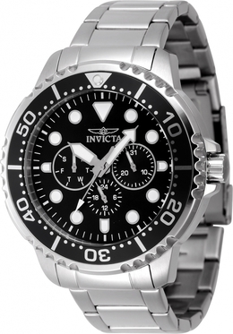 Invicta Pro Diver 47230 - Men's Black Dial Analog Quartz Watch with Date, Day and Second Time Zone Display