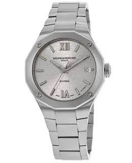 Brand New Authentic Baume & Mercier Riviera Automatic Silver Dial Steel Women's Watch Model 10615 M0A10615