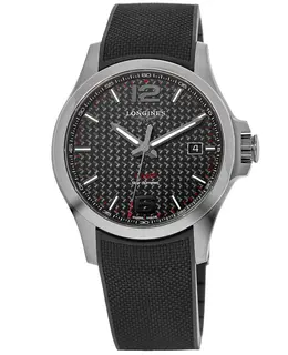 Longines Conquest V.H.P. Black Carbon Dial Rubber Strap Men's Watch l3.726.4.66.9