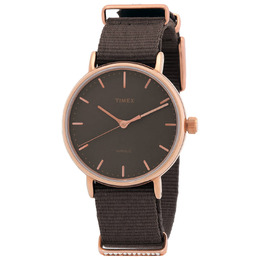 Timex Fairfield TW2R48900 - Ladies' Brown Dial Quartz Watch with Rose Gold-Tone Steel Case