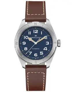 Hamilton H70315540 - Khaki Field Expedition Auto Mens Watch, Blue Dial & Brown Leather Strap
