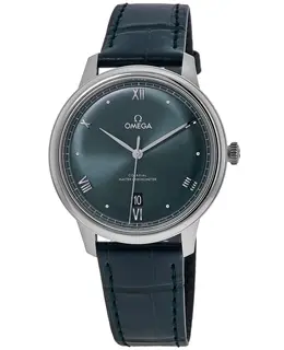 Omega De Ville Prestige Co-Axial Master Chronometer 40mm Automatic Green Dial Leather Strap Men's Watch 434.13.40.20.10.001