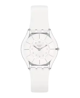 Белые стильные часы с белым силиконовым ремешком Swatch 7610522872653 | blanco