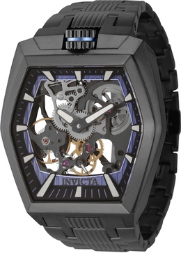 Invicta Akula Hand Wind 44015: Gunmetal Stainless Steel Case, Metallic Blue & Black Dial Mens Watch