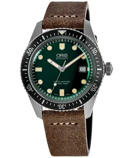 Oris Divers Sixty-Five Automatic Green Dial Men's Watch Model 0173377204057-0752102, Brushed/Polished Stainless Steel Case and Strap