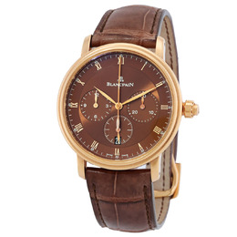 Blancpain Villeret Single Pusher Chronograph Mens Automatic Brown Dial Watch 6185-3646-55B