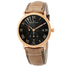 Blancpain Villeret Stamped Flinque Black Dial Automatic 18k Rose Gold Watch, Item No. 6606-3630-55B