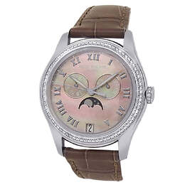Patek Philippe Complications 4936G-001 - Pre-owned Diamond Bezel Black Mother of Pearl Dial Ladies Watch
