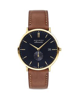 Часы Movado Silhouette из нержавеющей стали с ионным покрытием золотистого цвета, 40 мм, черный 4717710 | black/brown