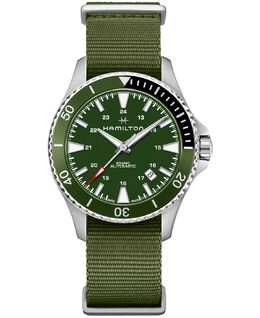 Унисекс Швейцарские автоматические часы Scuba Green Nato с ремешком 40 мм Hamilton 11061684 | none