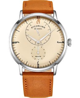 Мужские часы из натуральной кожи цвета слоновой кости, 42 мм Stuhrling 10540914 | white