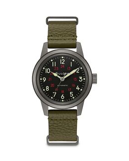 Военные часы Bulova, 38 мм, зеленый 3801228 | green