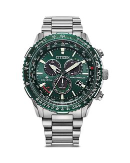 Часы Citizen Eco Promaster Air с браслетом из нержавеющей стали и хронографом, 46 мм, зеленый 4698365 | green/silver