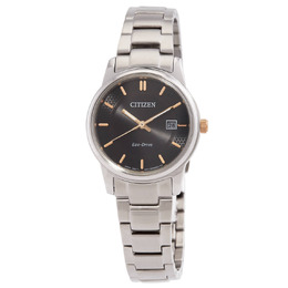 Citizen Black Dial Stainless Steel Band Ladies Watch ew2317-76e