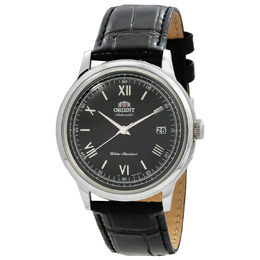 Orient Bambino Mens Automatic Watch Black Dial - Silver Case & Strap, Analog Caliber F6724 Movement