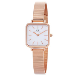 Daniel Wellington Quadro Studio Quartz White Dial Watch with Stainless Steel Case, Rose Gold Tone and Fixed Bezel - dw00100517