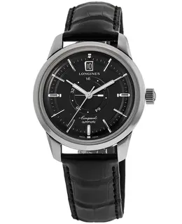 Longines Conquest Heritage Automatic Model L1.648.4.52.2 - Black Dial, Stainless Steel Case, Brown Leather Strap