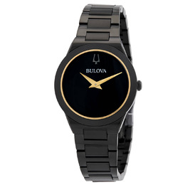 Bulova Automatic Ladywatch with Black Dial and Stainless Steel Case 98L314