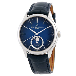 Baume & Mercier Clifton Automatic Moon Phase Blue Dial Mens Watch m0a10756