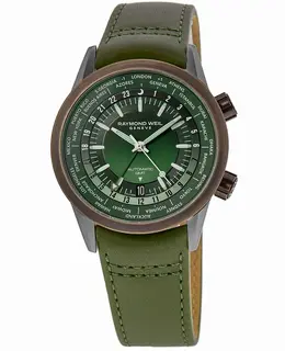 Raymond Weil Freelancer Automatic GMT Worldtimer Green Dial Bronze Bezel Men's Watch 2765-SBC-52001