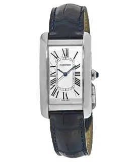 Brand New Authentic Cartier Tank Americaine wsta0018, Blue Steel Dial, Silvered Dial Base