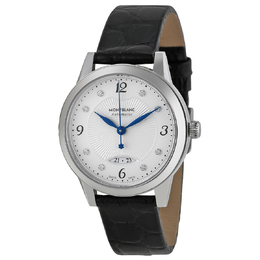 Pre-owned Montblanc Boheme Diamond Silver Guilloche Dial Ladies Watch 111055