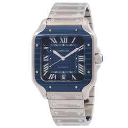 Cartier Santos Large Model Blue Striated Dial Automatic Mens Watch wssa0048