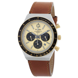 Timex Q Chronograph Quartz Gold Dial Mens Watch TW2W64400VQ
