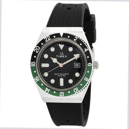 Timex Q Timex GMT Quartz Black Dial Sprite Bezel Mens Watch TW2W57500VQ