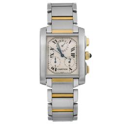 Pre-owned Cartier Tank Française Quartz Silver Dial Unisex Watch W51001Q3