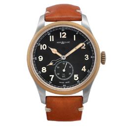 Pre-owned Montblanc 1858 GMT Automatic Day-Night Black Dial Mens Watch MB116479