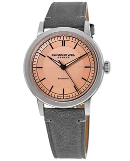Brand New Authentic Raymond Weil Millesime Automatic Salmon Dial Leather Strap Men's Watch 2925-stc-80001