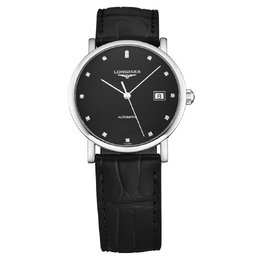 Longines Elegant Diamond Black Dial Mens Watch L4.810.4.57.2