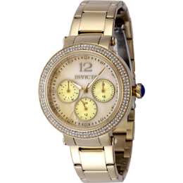 Invicta 48113 Bolt Quartz Crystal Gold Dial Ladies Watch