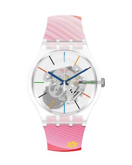 Часы «Красные реки и горы» с красным силиконовым ремешком Swatch, красный 7610522846616 | rojo