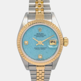 Rolex Blue Diamond Datejust 18k Yellow Gold Women's Watch Ref. 1095501