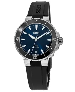 Oris Aquis Date 4135-07, Blue Dial, Black Rubber Strap Women's Watch