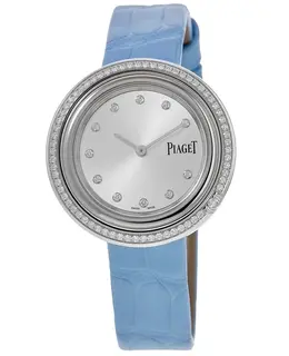 Piaget Possession 29mm Silver Dial Diamond Bezel Leather Strap Women's Watch g0a48080