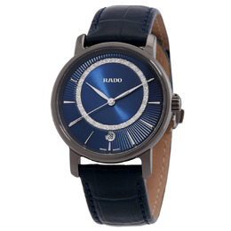 R14064725 Rado Diamaster Ladies Watch Analog Quartz Blue Dial High-Tech Ceramic Case