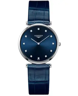 Longines La Grande Classique De Longines Blue Diamond Dial Blue Leather Strap Women's Watch Model L4.709.4.97.2