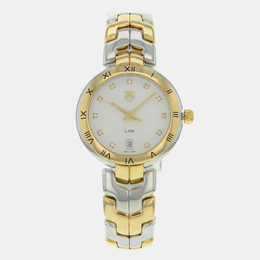 Tag Heuer White 18K Gold Stainless Steel Link WAT1350.BB0957 Quartz Women's Wristwatch 34mm 1099115