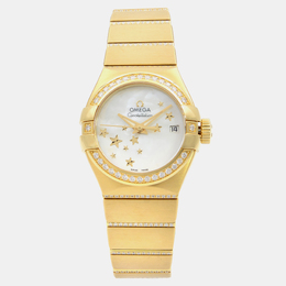Omega Constellation White Dial 18K Gold Women's Automatic Watch (Part No. 1099075)